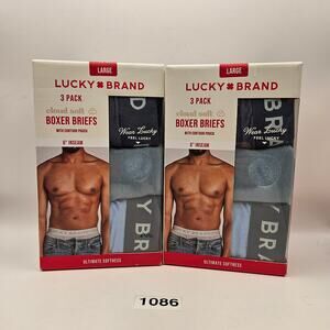 2 BOXES OF LUCKY BRAND MEN'S LARGE CLOUD SOFT BOXER BRIEFS 3 PACK